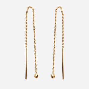 Boucles traversantes chaînes boule tombante plaqué or 750 3 microns