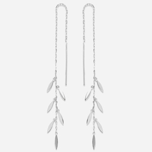 Boucles traversantes chaînes pampilles tombantes argent 925 rhodié