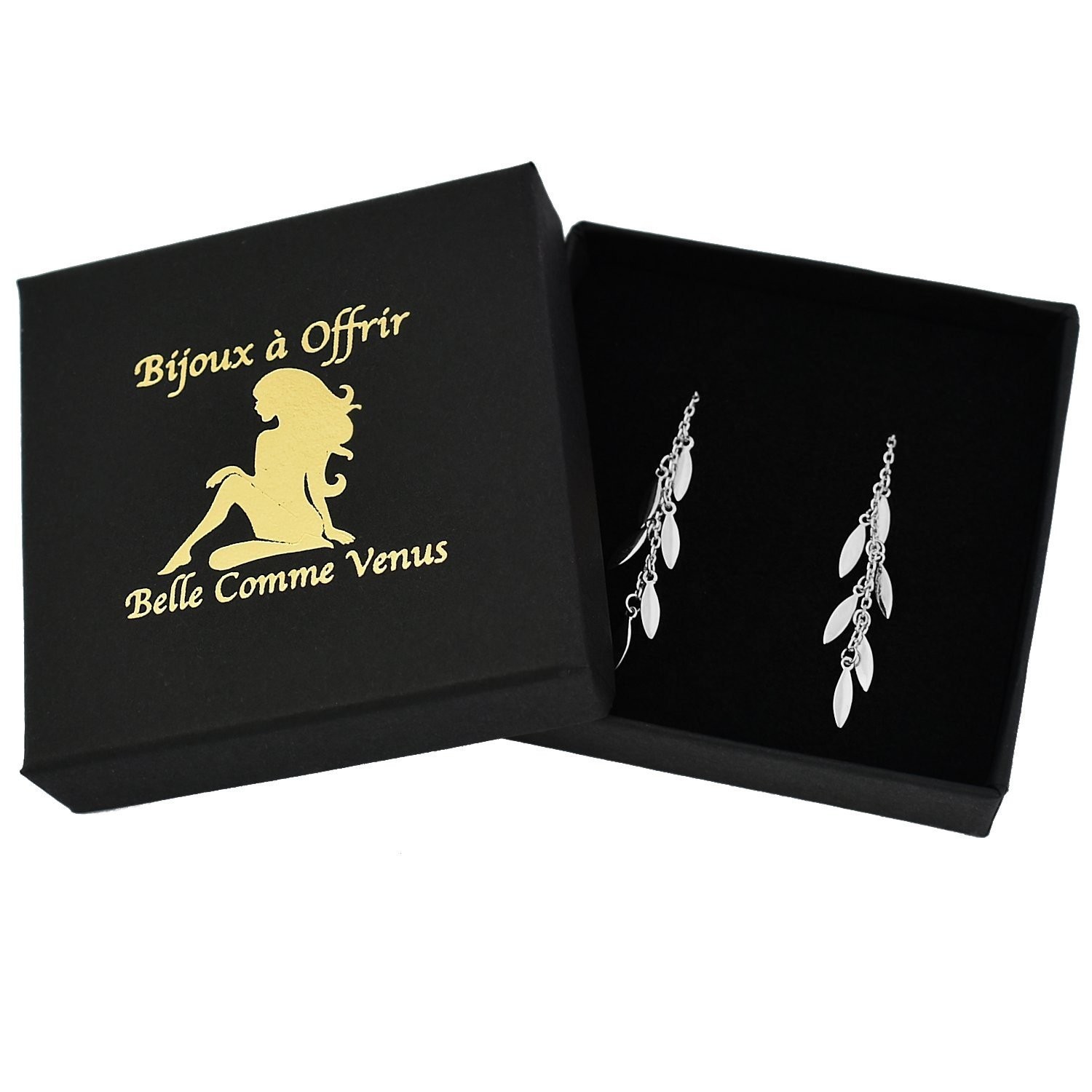 Boucles traversantes pampilles argent 925 écrin Belle Comme Venus