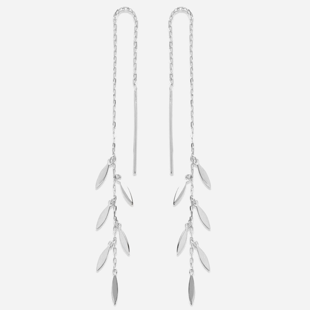 Boucles traversantes chaînes pampilles tombantes argent 925 rhodié