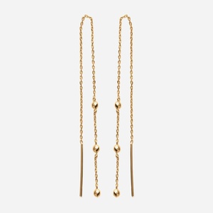 Boucles oreilles traversantes plaqué or 3 microns perles billes