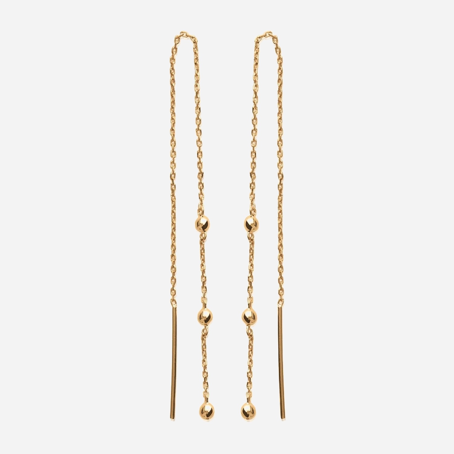 Boucles oreilles traversantes plaqué or 3 microns perles billes