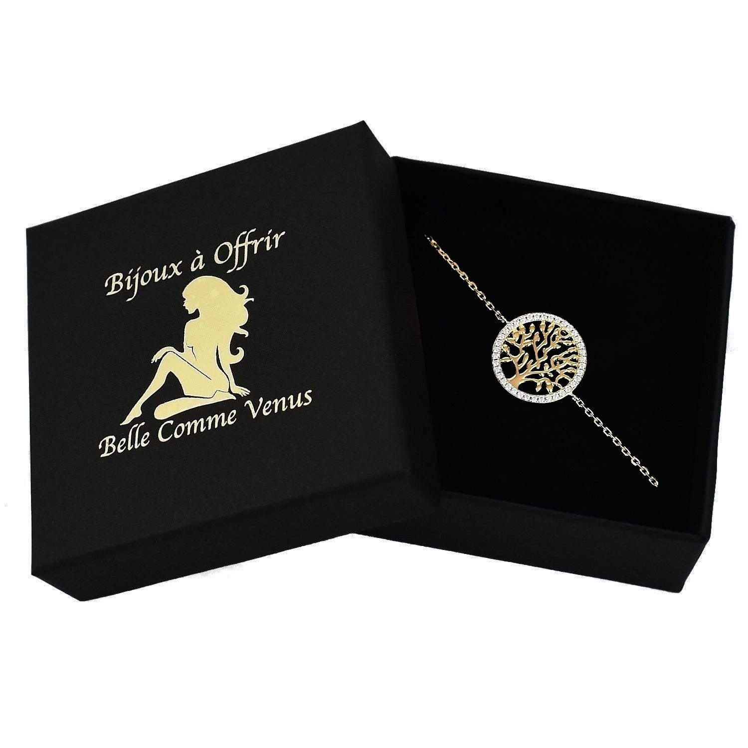 Bracelet arbre de vie cercle plaqué or 3 microns écrin