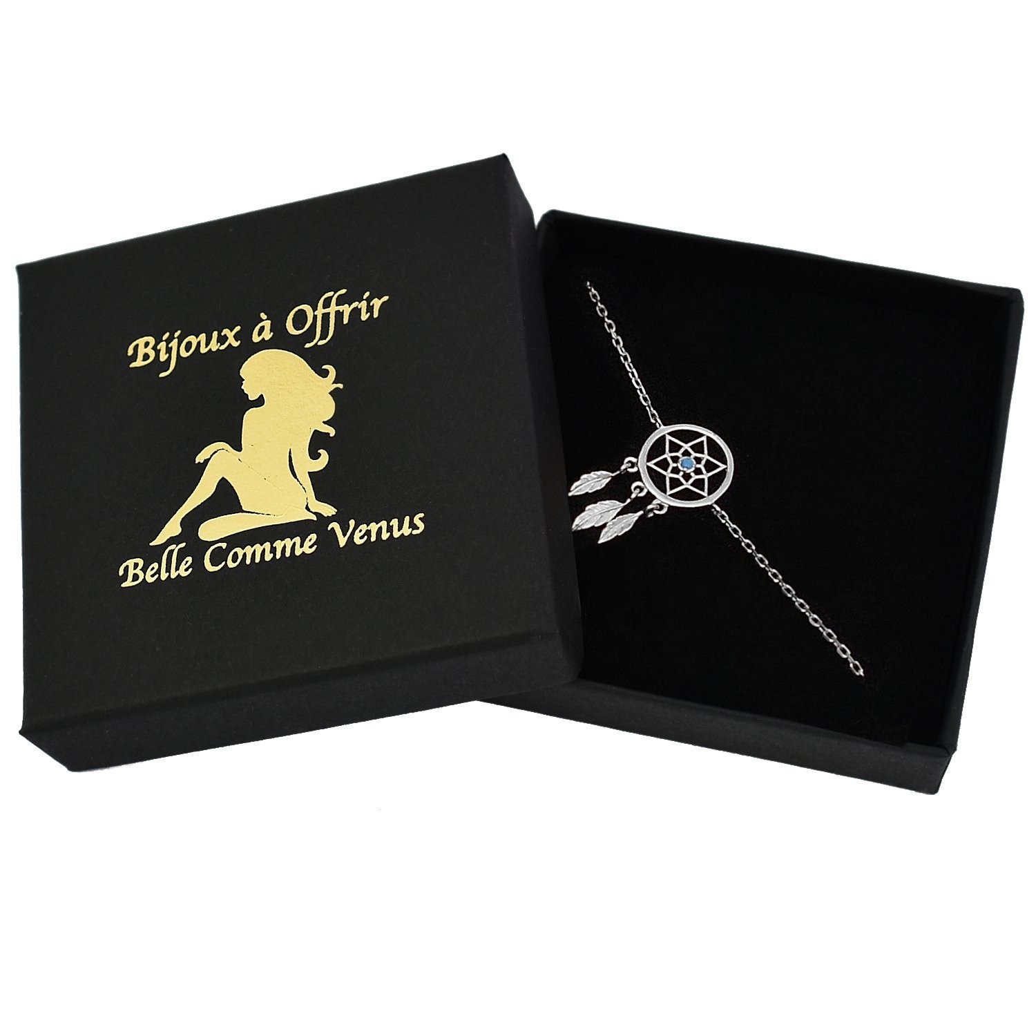 Bracelet attrape rêve argent 925 rhodié perle turquoise dans écrin Belle Comme Venus