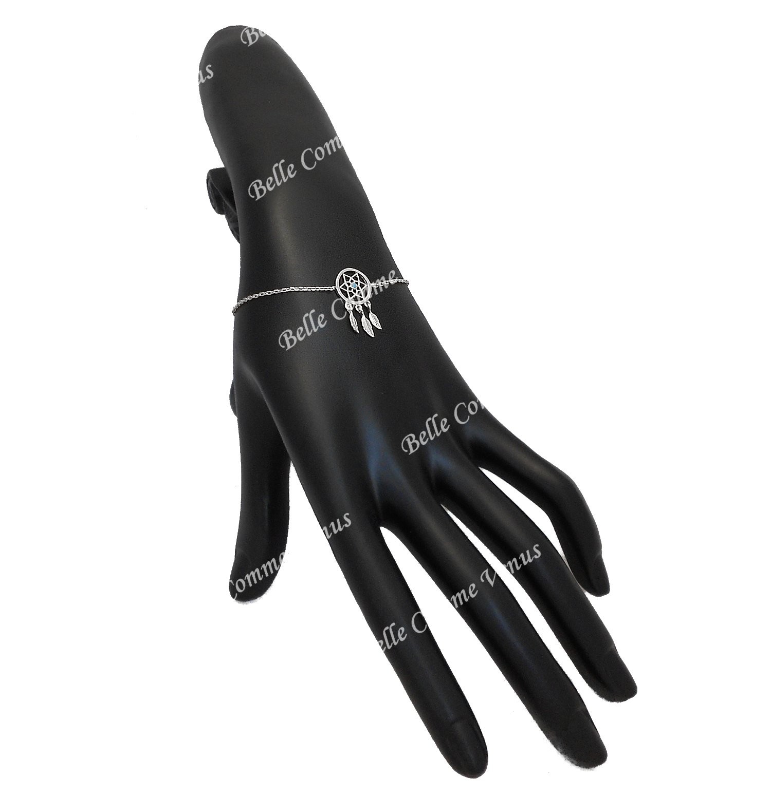 Bracelet attrape-rêve perle bleu turquoise Argent 925 rhodié