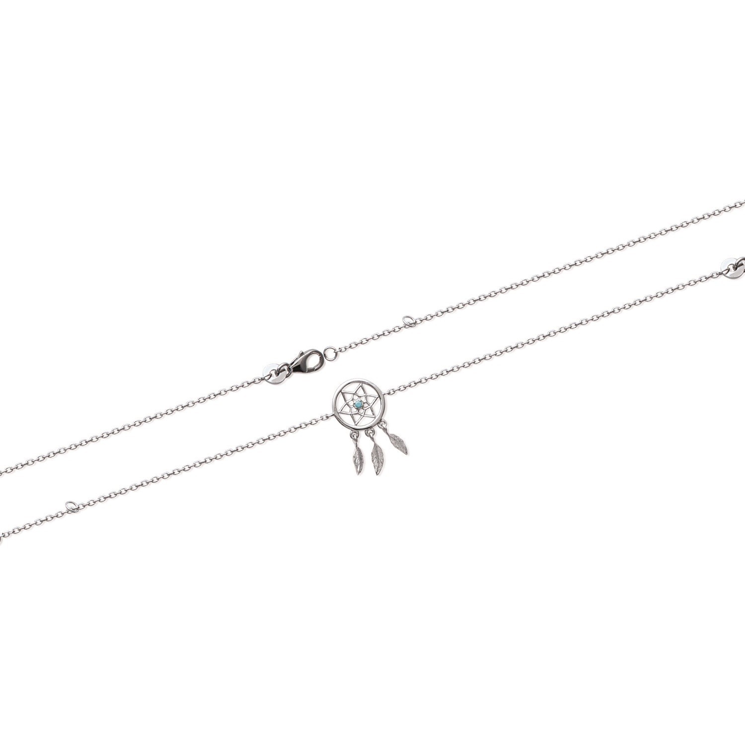 Bracelet attrape-rêve perle bleu turquoise Argent 925 rhodié