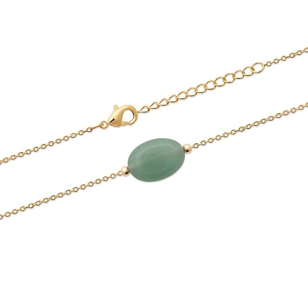 Bracelet aventurine pierre naturelle ovale Plaqué OR 750 3 microns