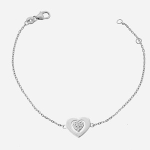 Bracelet cœur ajouré double oxyde zirconium argent 925 rhodié