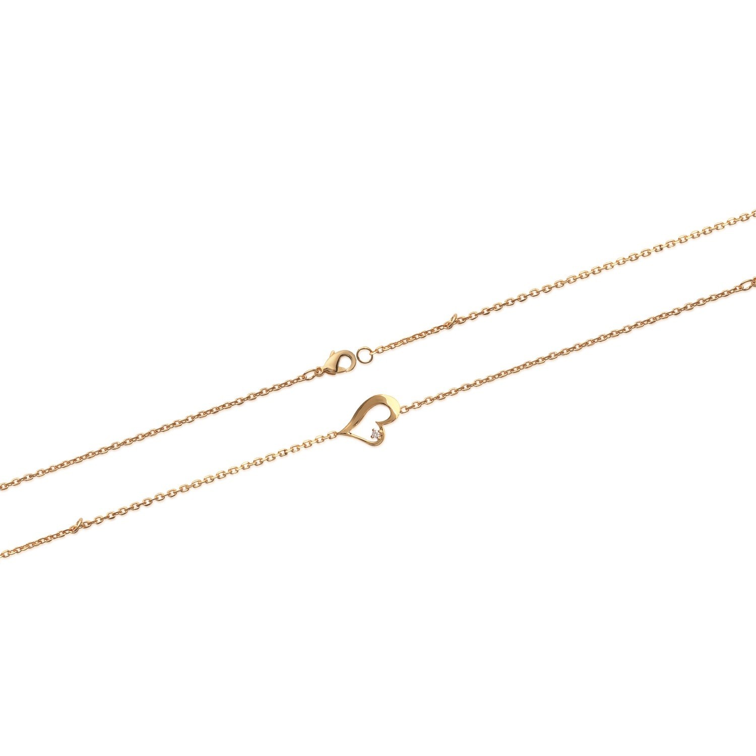Bracelet coeur ajouré d'un oxyde de zirconium Plaqué OR 750 3 microns