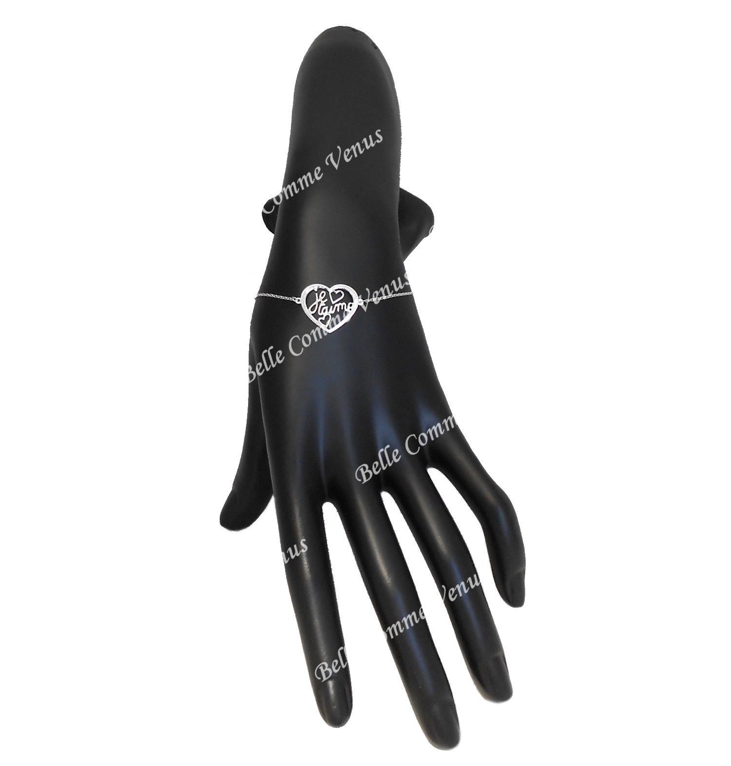 Bracelet coeur ajouré message Je t'aime Argent 925 Rhodié