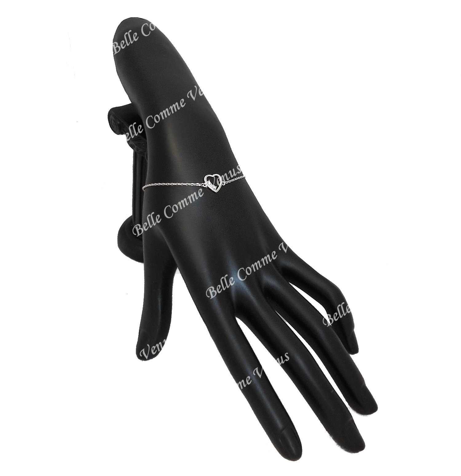 Bracelet coeur de petits oxydes de zirconium Argent 925 Rhodié