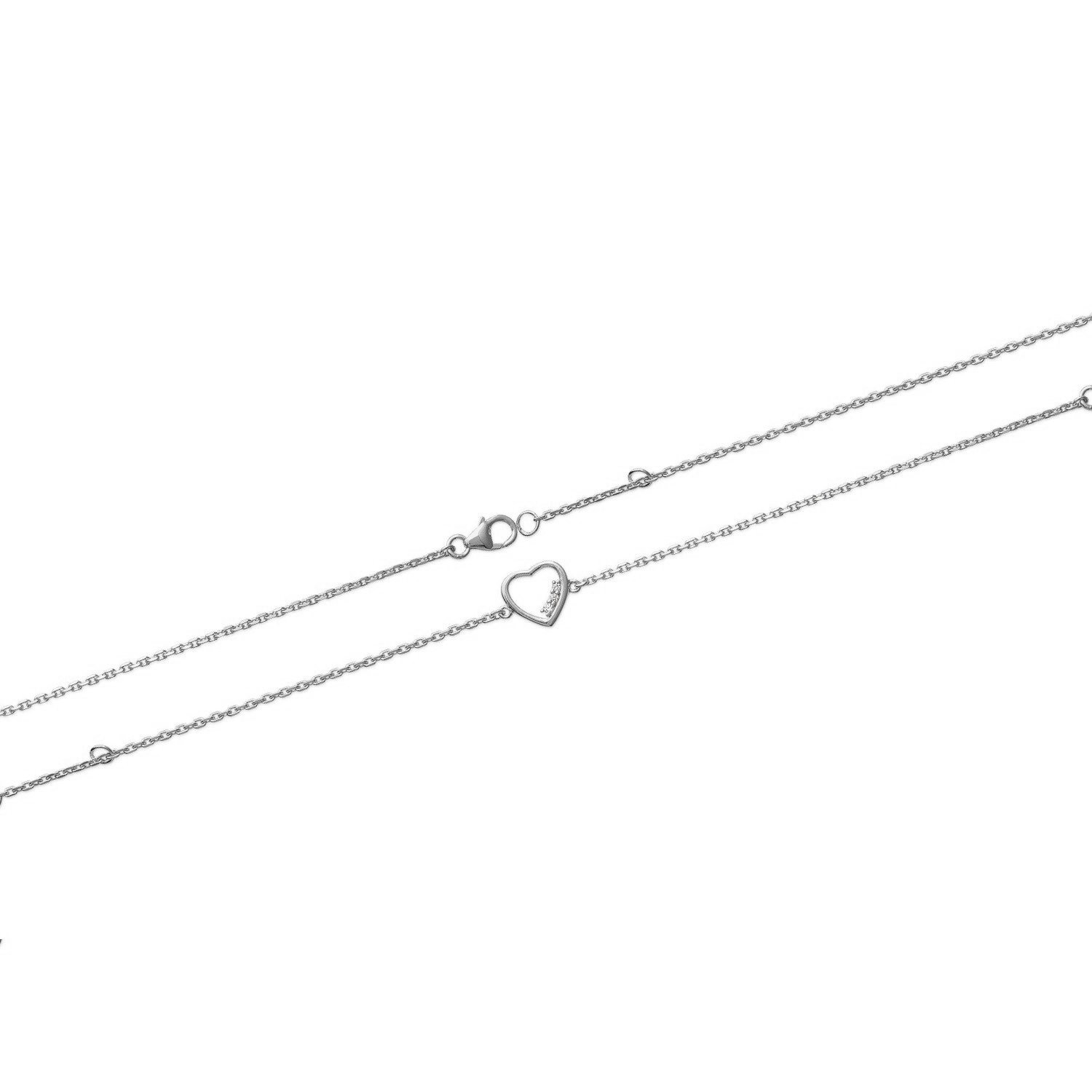 Bracelet coeur de petits oxydes de zirconium Argent 925 Rhodié