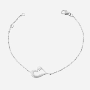 Bracelet cœur argent 925 oxyde zirconium rhodié