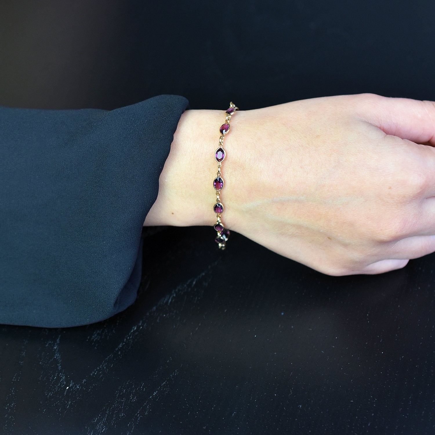 Bracelet cristal suite de pierres ovales Plaqué OR 750 3 microns