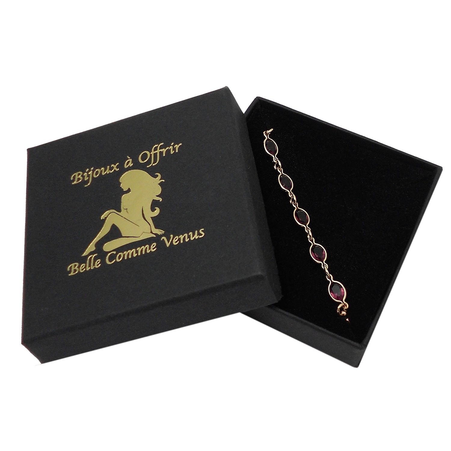 Bracelet cristal suite de pierres ovales Plaqué OR 750 3 microns