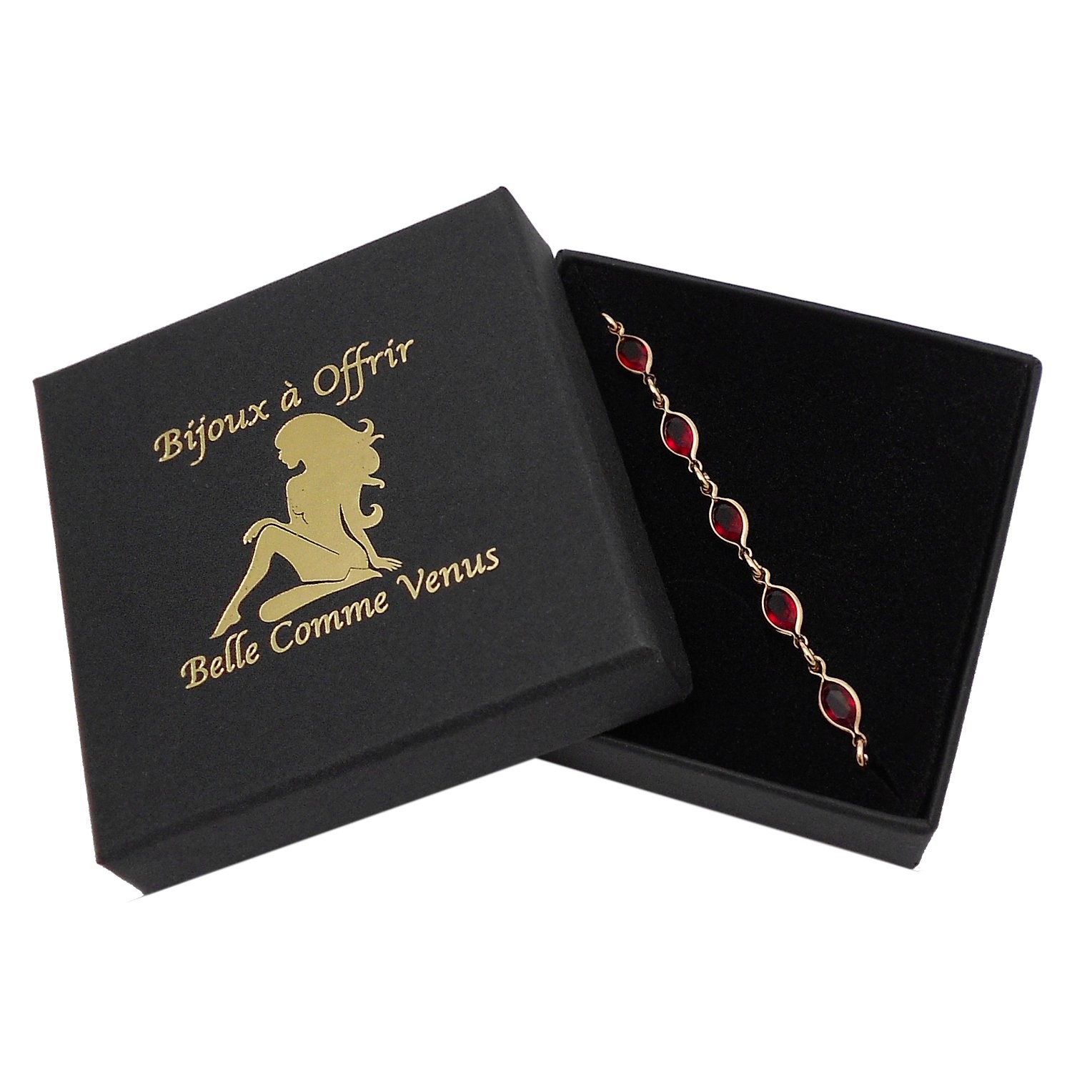 Bracelet cristal suite pierres ovales plaqué or 750 - 3 microns écrin Bracelet cristal suite pierres ovales plaqué or 750 - 3 microns écrin