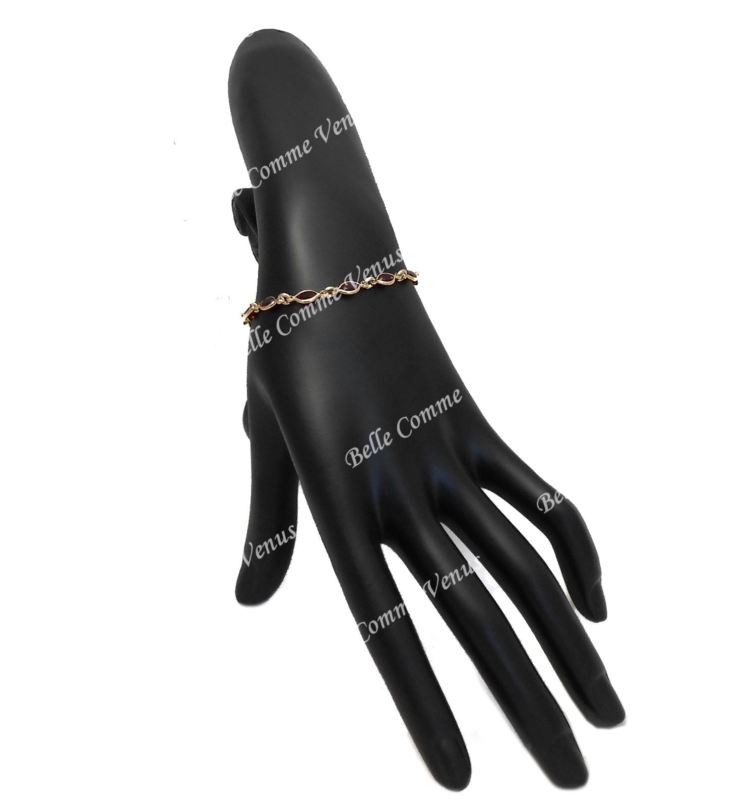 Bracelet cristal suite de pierres ovales Plaqué OR 750 3 microns