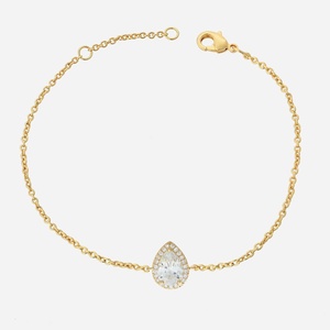 Bracelet goutte solitaire oxyde zirconium ovale plaqué or 750 élégance minimaliste