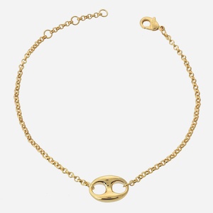 Bracelet grain de café maille jaseron plaqué or 750 élégance texture raffinée