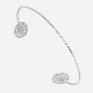 Bracelet jonc attrape-rêve perle bleu turquoise argent 925 rhodié