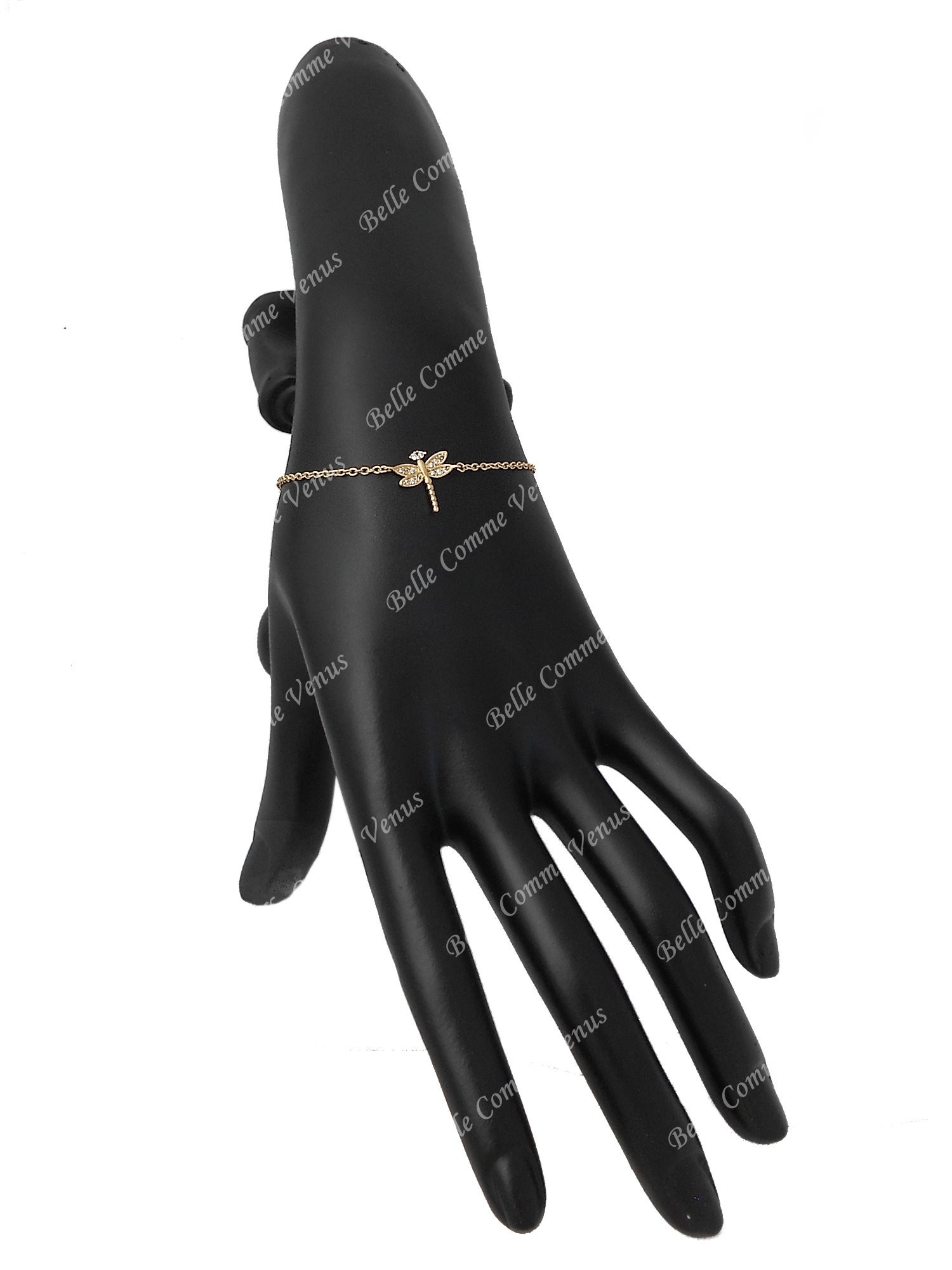 Bracelet libellule oxyde de zirconium Plaqué OR 750 3 microns