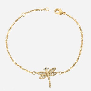 Bracelet libellule oxyde zirconium plaqué or 750 symbole transformation liberté scintillant