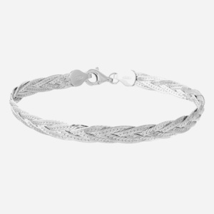 Bracelet maille tressée 4 brins argent 925 rhodié texture raffinée élégance sophistiquée