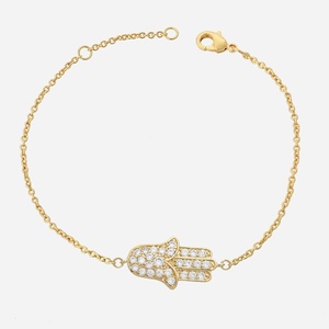 Bracelet main de Fatma sertie oxyde zirconium plaqué or 750 protection pavage scintillant