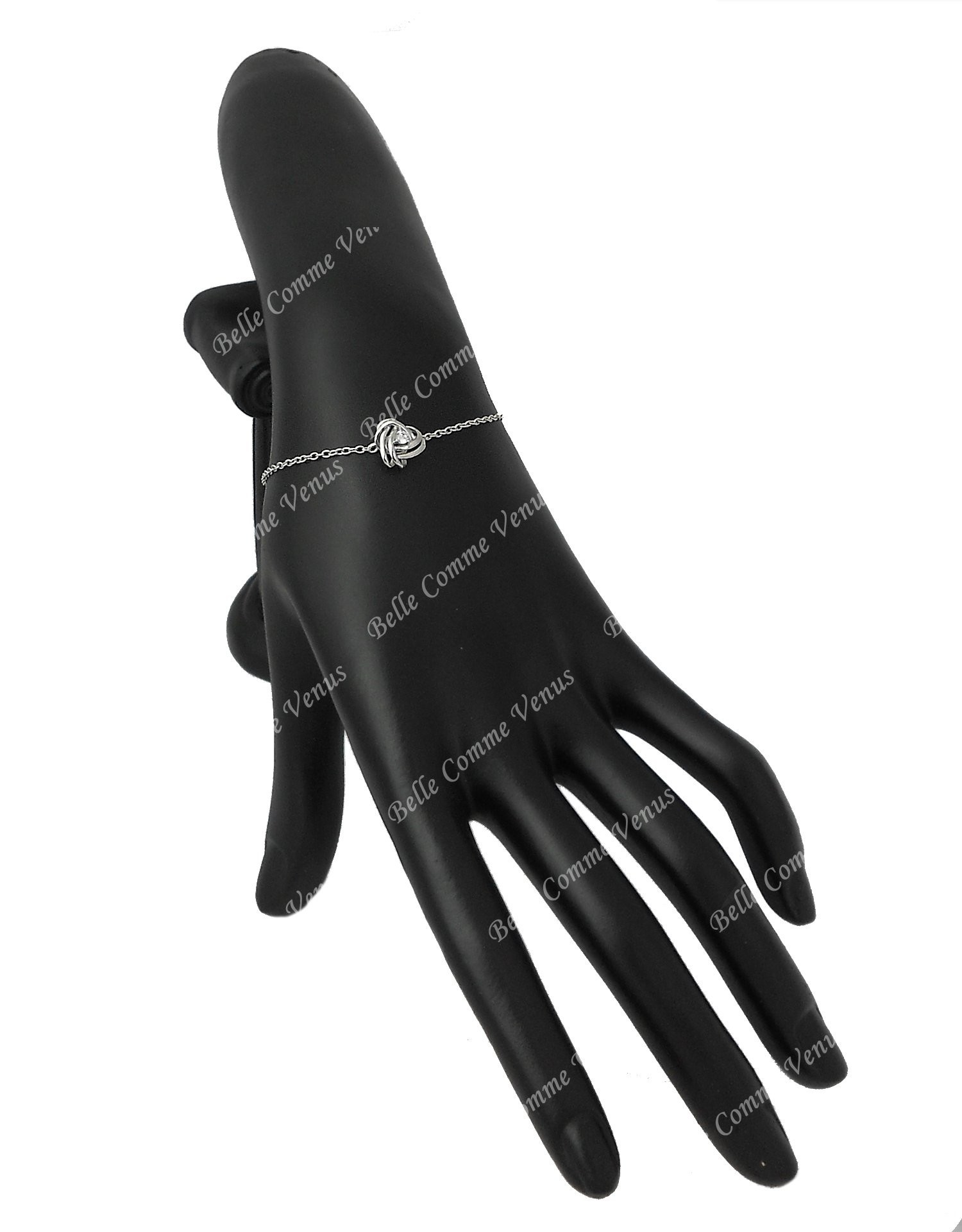 Bracelet noeud et oxyde de zirconium Argent 925 Rhodié