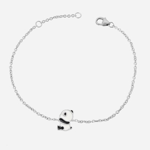 Bracelet panda argent 925 rhodié émail enfant petite fille