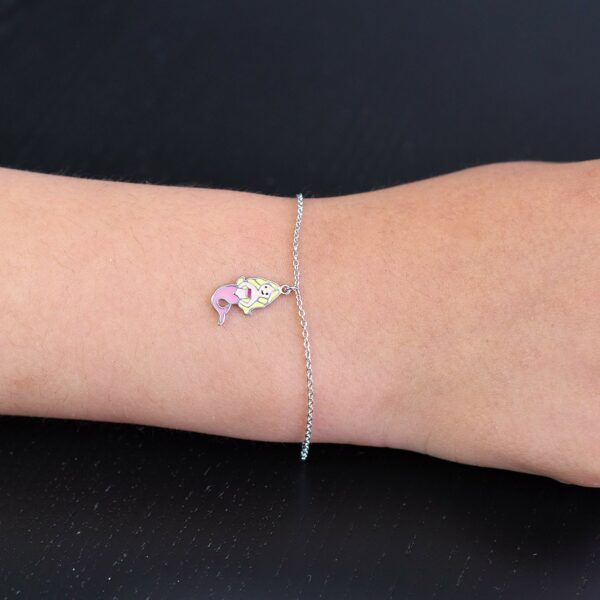 Bracelet Enfant Minnie - Serpentine, Argent Rhodié, 17 Cm, Fermoir Clip, Neuf Avec étiquettes