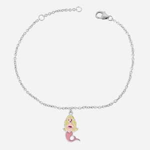 Bracelet sirène argent 925 enfant émail coloré rhodié