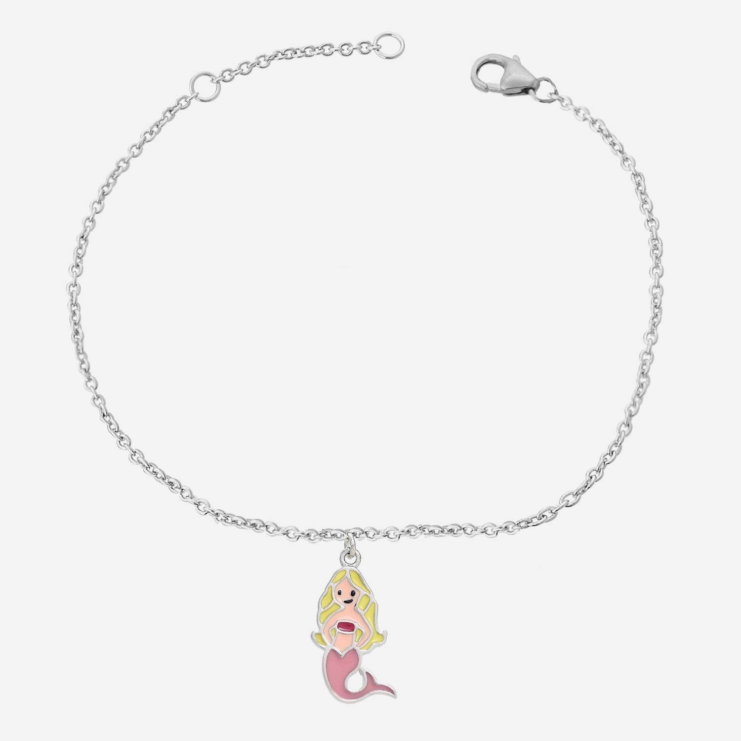 Bracelet sirène argent 925 enfant émail coloré rhodié