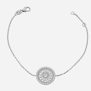 Bracelet soleil cercle oxyde zirconium argent 925 rhodié serti