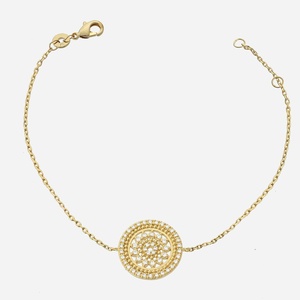 Bracelet soleil cercle oxyde zirconium plaqué or 750 3 microns