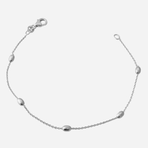 Bracelet suite de 5 billes ovales argent 925 rhodié épuré