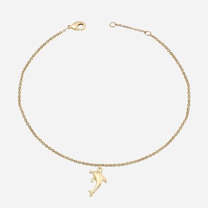 Chaîne cheville dauphin animal marin plaqué or 750 3 microns océan