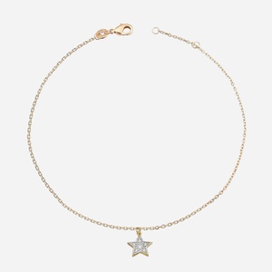 Chaîne cheville étoile plaqué or 3 microns zirconium 2 ton