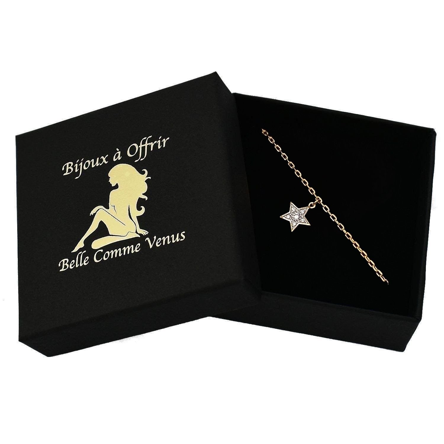 Chaîne cheville étoile plaqué or 3 microns écrin