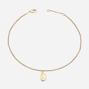 Chaîne cheville grain café pendant plaqué or 750 3 microns original