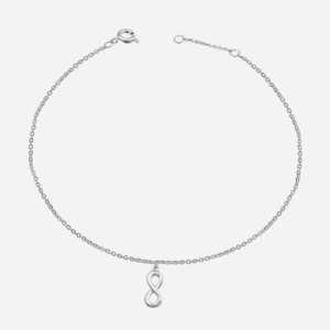 Chaîne cheville infini argent 925 symbole pendant rhodié
