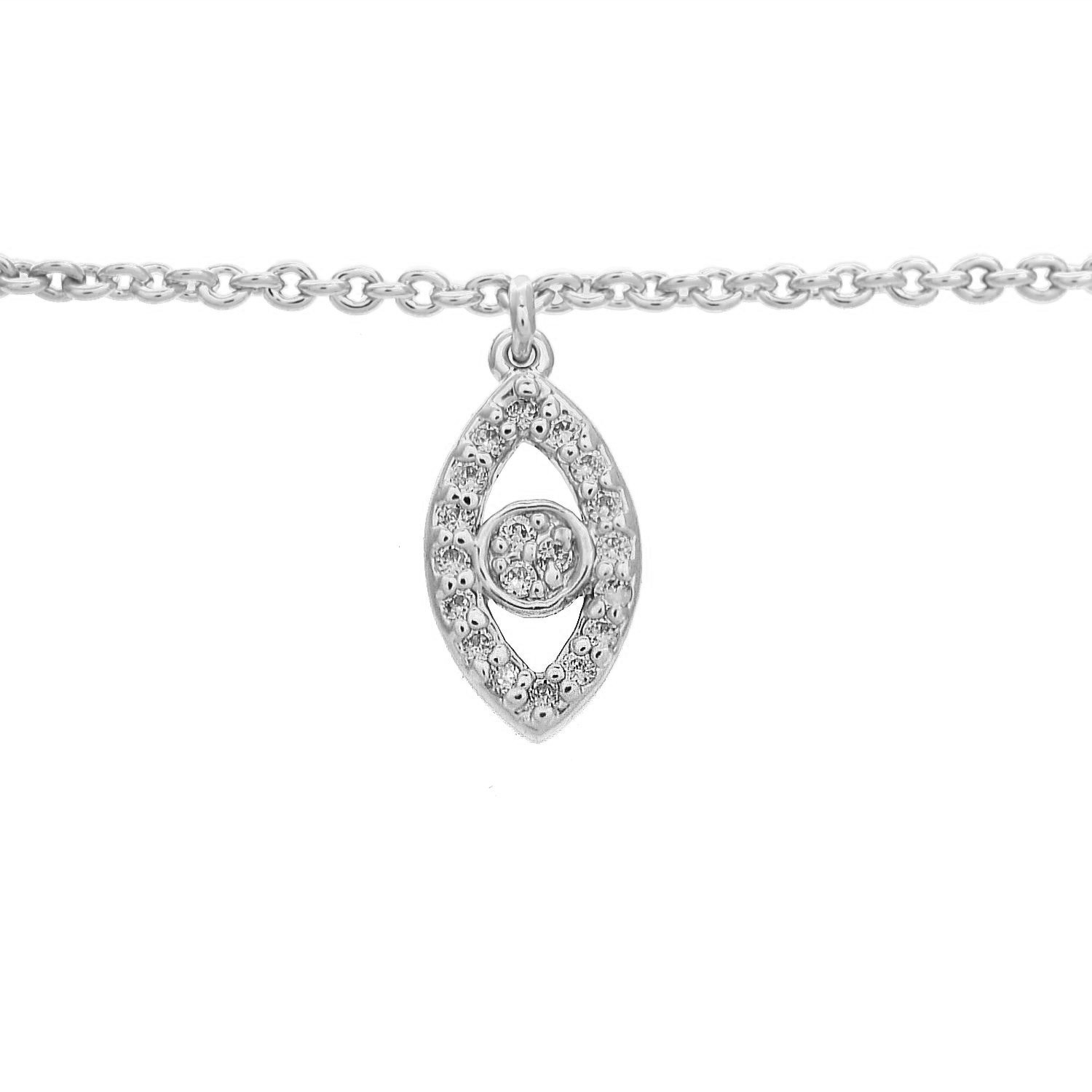 Chaîne de cheville oeil serti d'oxyde de zirconium Argent 925 Rhodié