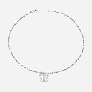 Chaîne de cheville papillon oxyde zirconium argent 925 rhodié légèreté transformation scintillante