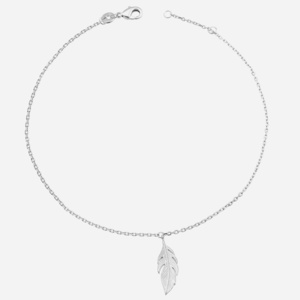 Chaîne cheville argent 925 rhodié plume pendante - Vue principale liberté légèreté aérienne