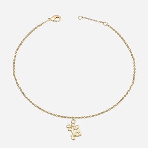 Chaîne de cheville salamandre plaqué or 750 symbole transformation renaissance protection dorée