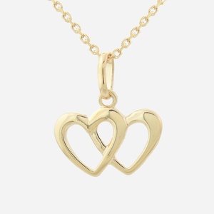 Collier 2 coeurs plaqué or 3 microns enlacés ajourés