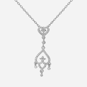 Collier 2 cœurs inversés oxydes zirconium pendant argent 925 rhodié
