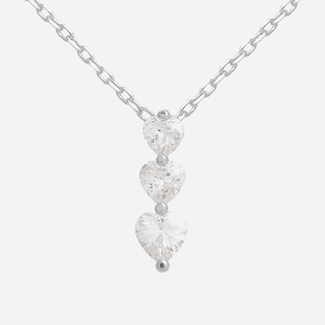 Collier 3 cœurs argent 925 oxyde zirconium rhodié femme