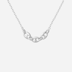 Collier 3 grains de café reliés anneau effet tressé argent 925 rhodié organique