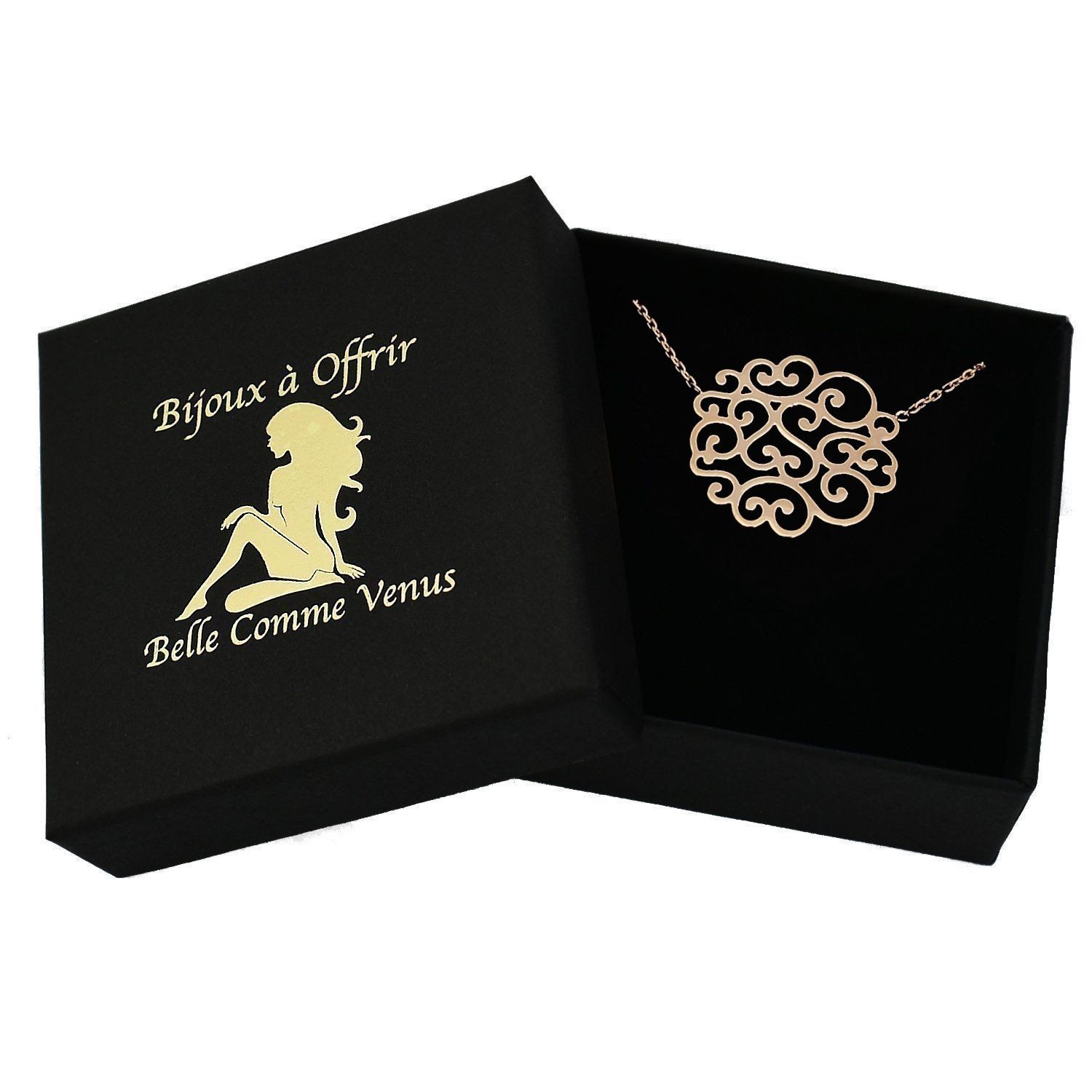 Collier arabesque de coeurs plaqué or 750 - 3 microns écrin